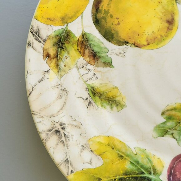 Pier 1 Verona Dinner Plate, Autumn Fruits, Pear Apple Leaves, Fall Kitchen Decor - Picture 11 of 11